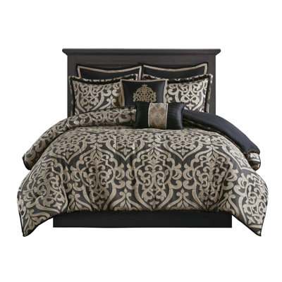 King 8 Piece Comforter , Soft Colors , Beautifully Embroidered Pillows, Filling, Steam Iron Wrinkle Fix Textured Pattern, Decorative Pillows With , And , Year Round Usage