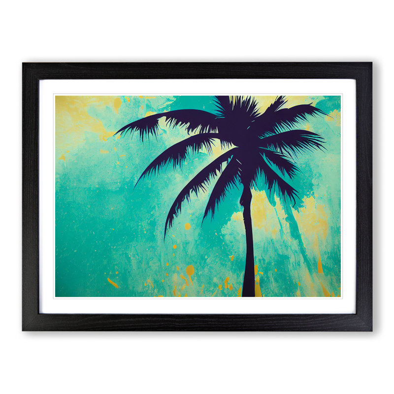 XH1022-6765X Palm Tree Splash Vol.1 Abstract - Single Picture Frame Print, 34cm H x 46cm W x 2cm D, Black