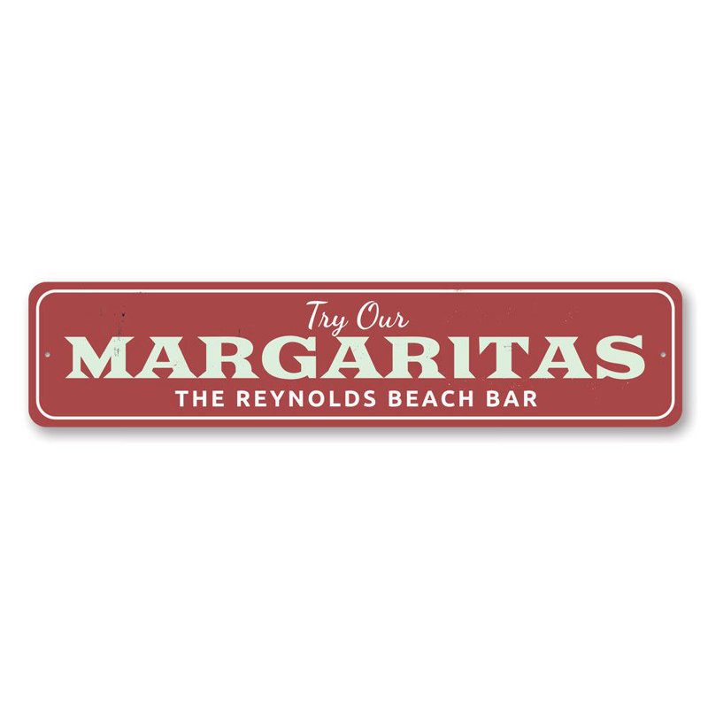 Plaque de bar en aluminium Margarita Beach, H 4 po x l 18 po x P 0,04 po