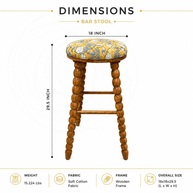 Tabouret de bar en bois d'acacia massif Spindle, Jaune