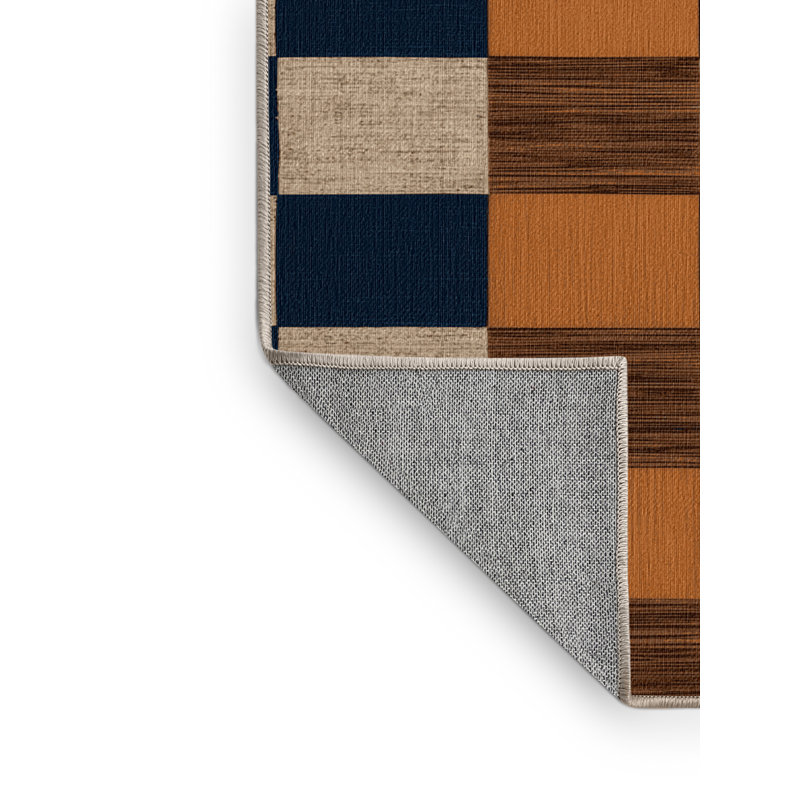 Tapis brun à carreaux lavable à la machine, Rectangulaire 2 pi x 3 pi