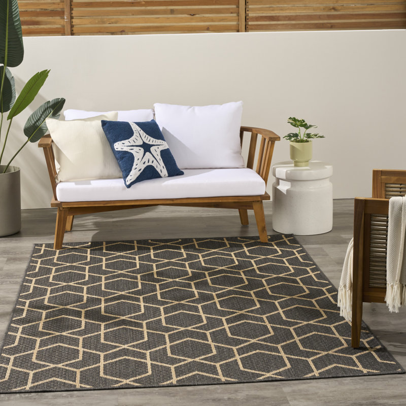 Reidy Modern Indoor/Outdoor Rug, Rectangle 6' x 9', Charcoal