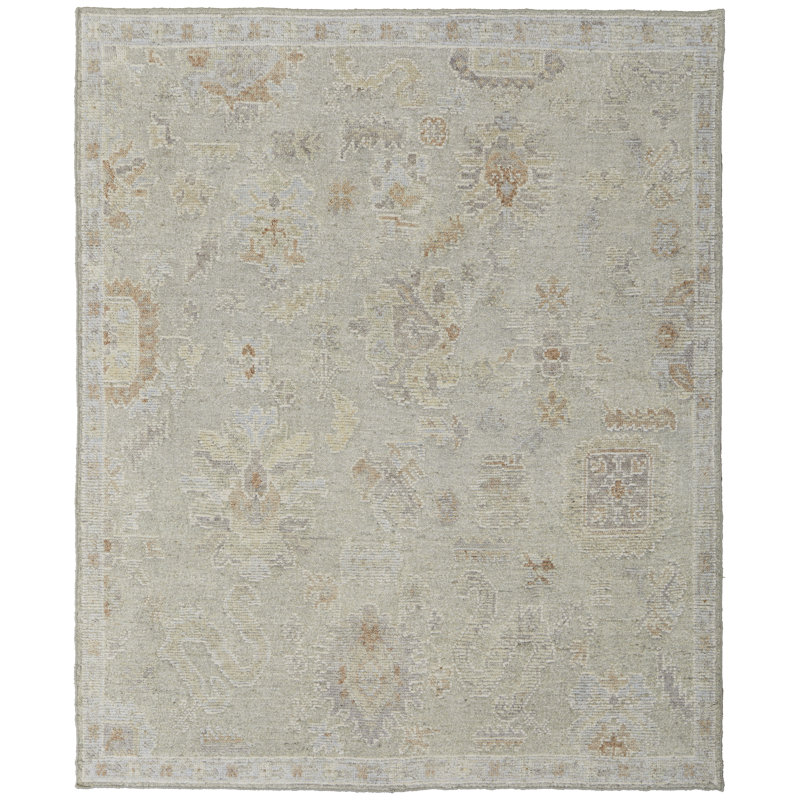 Grafton Wool Floral Area Rug in Gray, Rectangle 5'6" x 8'6"