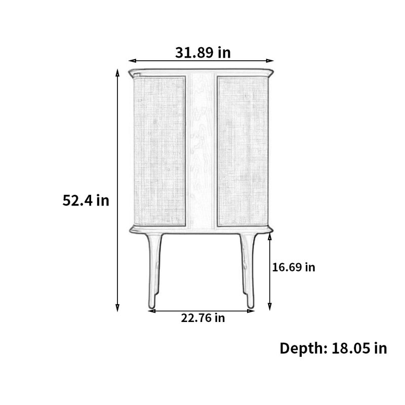 Buffet en cerisier avec rangement et porte en cerisier 31,89