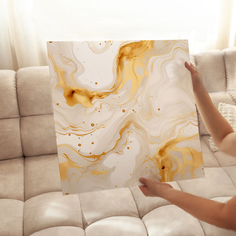 «Abstract Golden Strokes VI», reproduction d'art moderne sans cadre, H 10 po x l 10 po