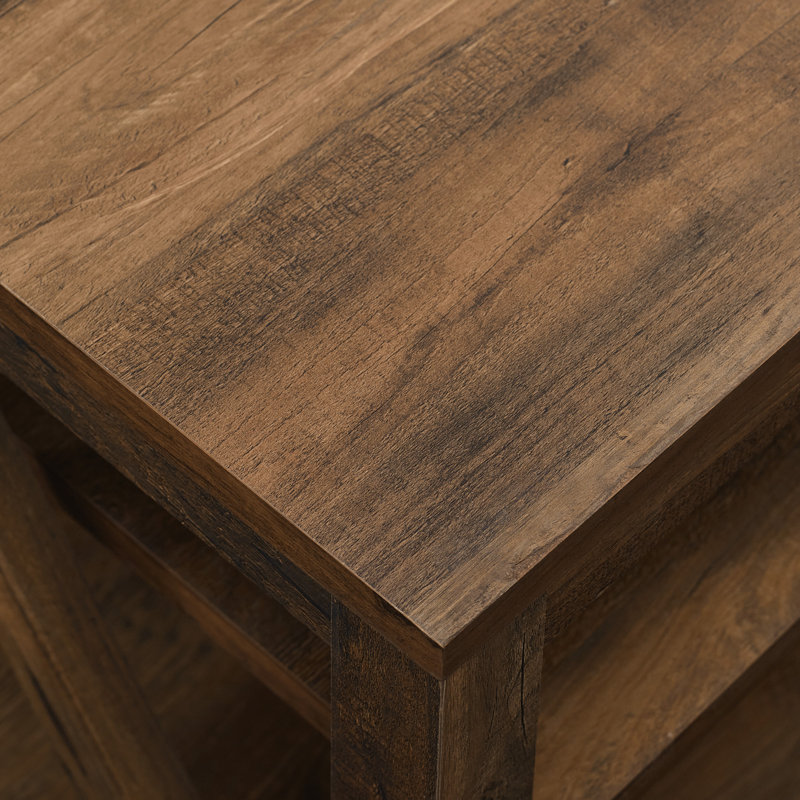 Table basse avec rangement Emmie, Plateau en chêne rustique / base en chêne rustiq