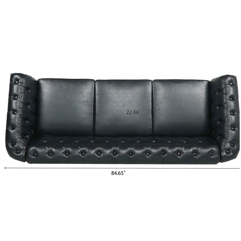 Canapé Chesterfield 84,65 po., Noir