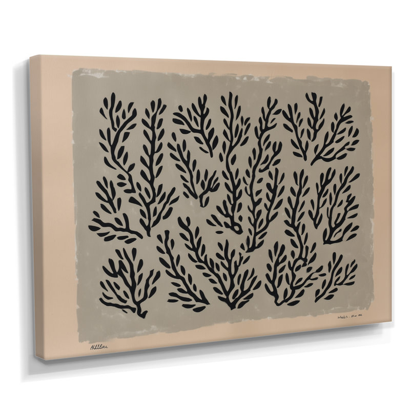 «Black and Brown Natures Coastal Essence», art mural corail pour le salon, impression sur toile Black Coastal, Toile tendue