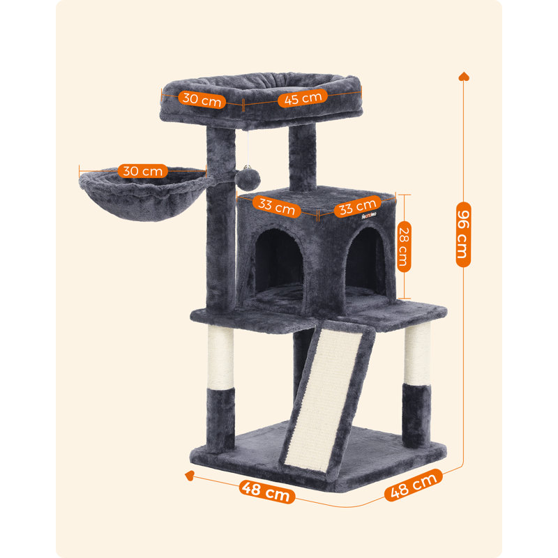 96cm H Cat Tree, Smoky Grey