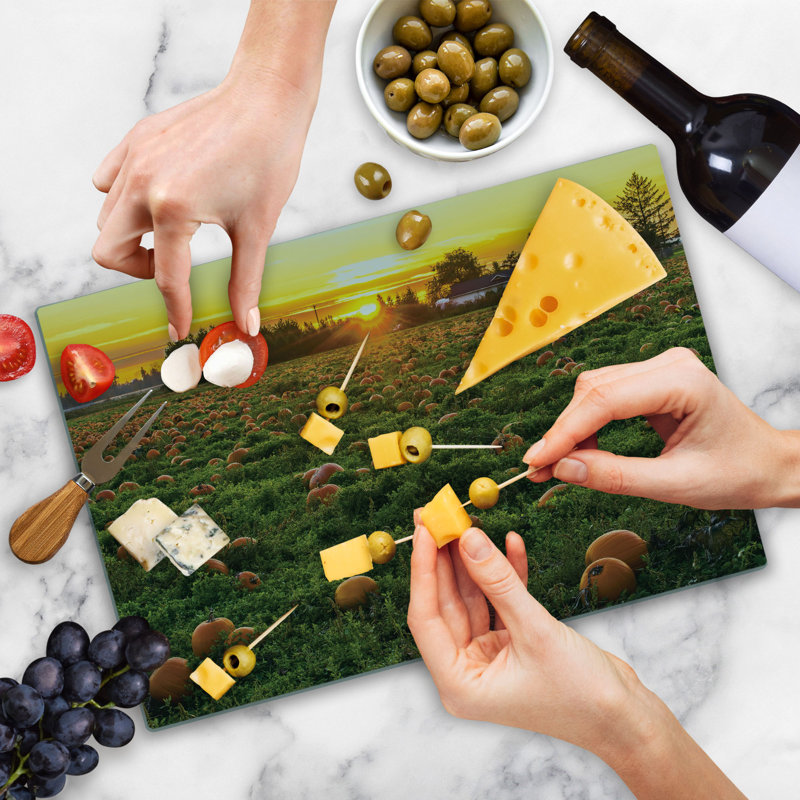 Ambesonne Autumn Pumpkin Cutting Board Large Size Fall Patch at Sunset Multicolor