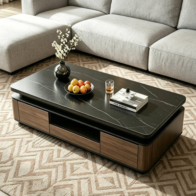 Rectangle Black Slate Storage Coffee Table