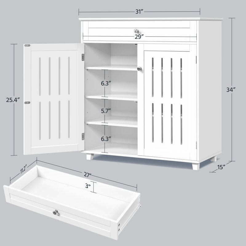 Armoire à chaussures multi-tailles à 5 niveaux avec tiroir, Blanc, 4
