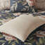Édredon 8 pièces pour très grand lit - Bleu marine avec imprimé floral 2 taies décoratives européennes, coussins et jupe de lit