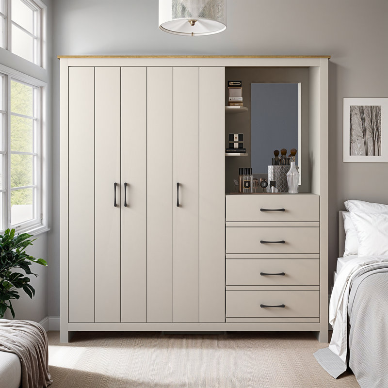 Limestone 3-Door Combi Fitment Wardrobe, Light Grey