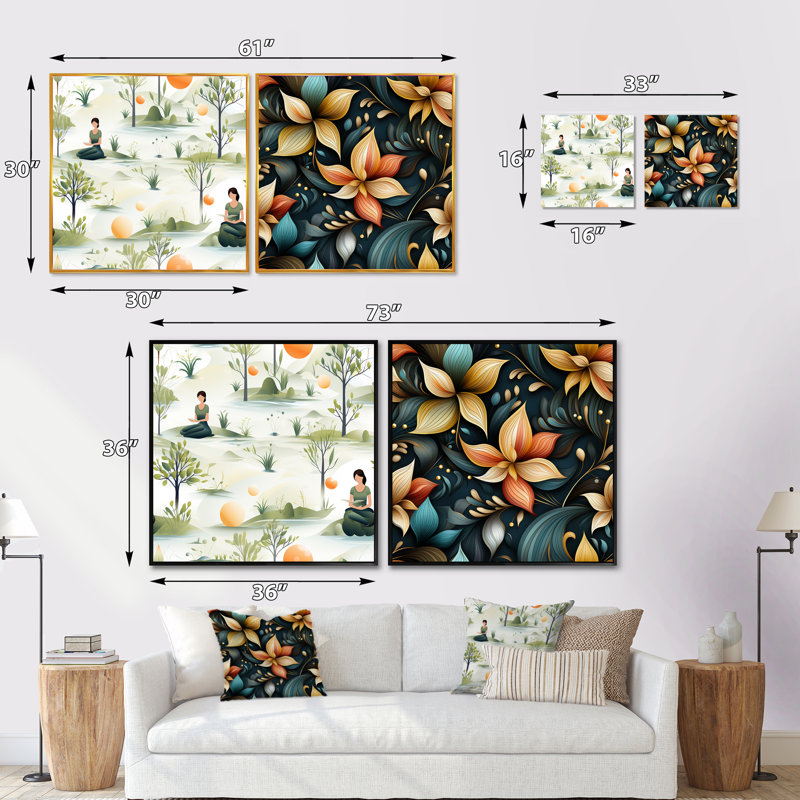Maja - Ensemble de 2 collages carrés abstraits, Cadre flottant noir, H 30 po x l 61 po