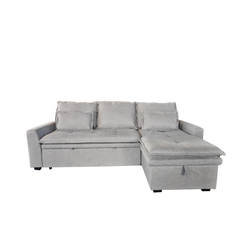 3 Seater Fabric Sofa & Chaise, Silver