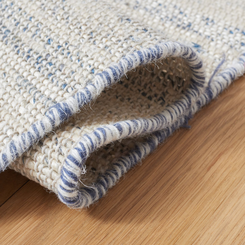 Tapis beige / bleu Solano Fibre 555, Carré 6 pi