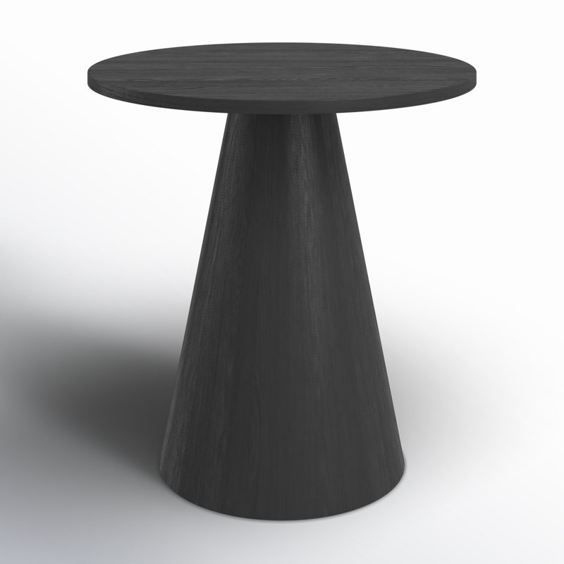 Carnisha 24 Inch Round Black Pedestal End Table