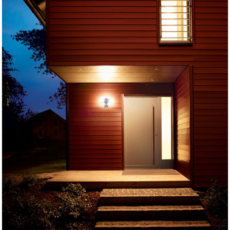 2 Head LED Dusk to Dawn Flood Light, 20W Security Light with Motion Sensor, 4 Modes Lighting, Bronze