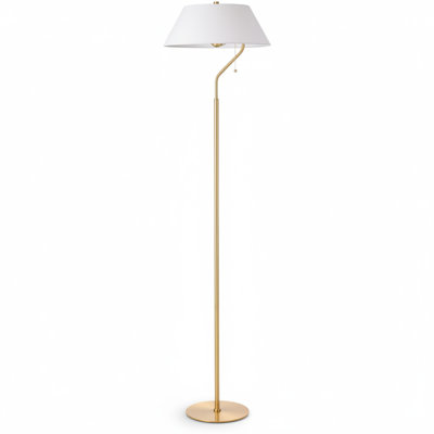 Lampe sur pied tambour conique 1 lumière Geraldine - Laiton vieilli - Abat-jour blanc