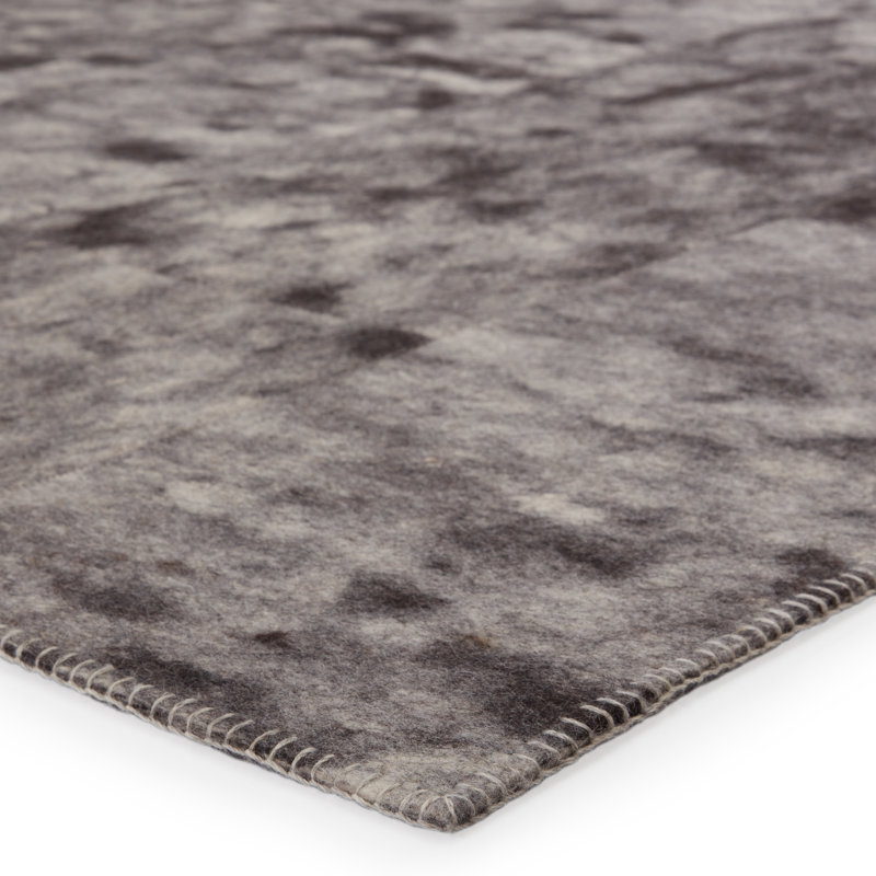 Catarina Wool Area Rug in Elephant Skin/Jet Black/White Swan, Rectangle 8' x 10'