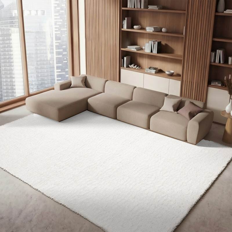 Brittney Performance solid color shag rug, Rectangle 6 pi x 9 pi, White