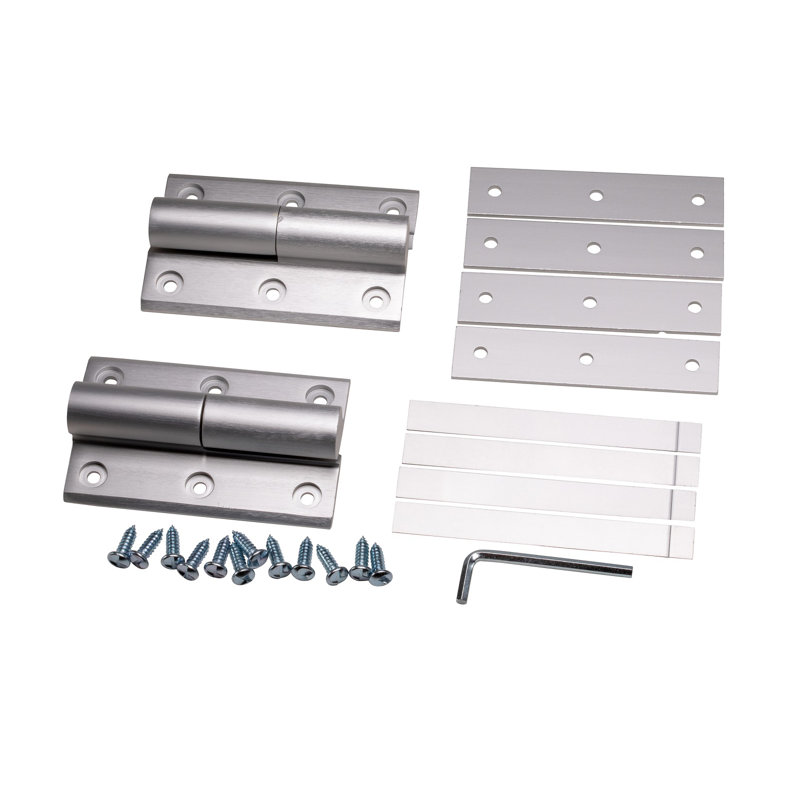 Deluxe Aluminum Surface Mount Door Hinge Kit, Silver