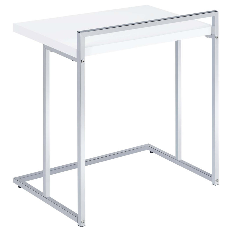 Table de bout rectangulaire haute brillance avec pieds en métal