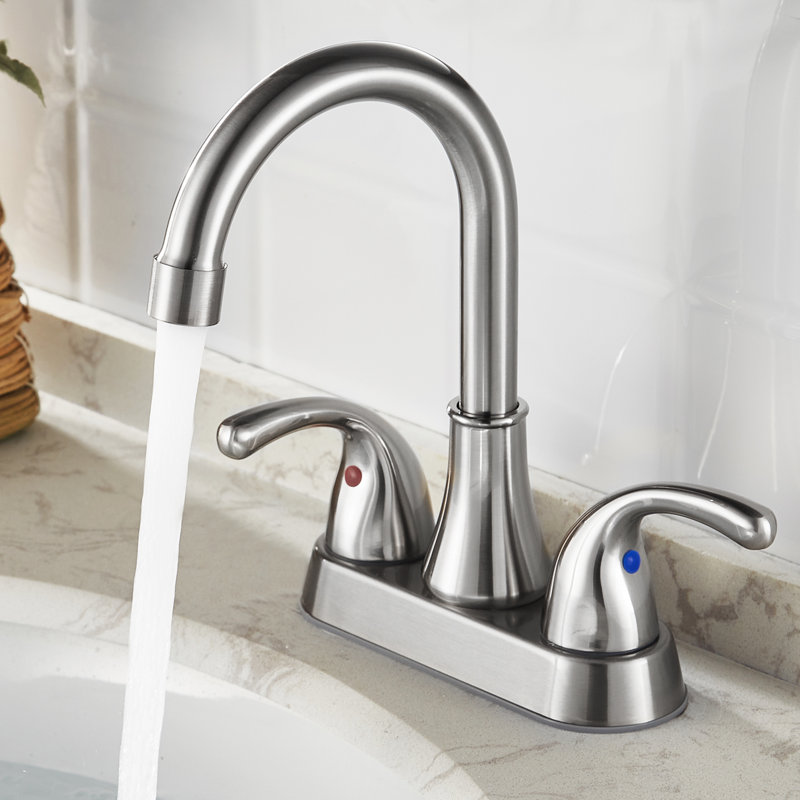 Centerset 2-handle Bathroom Faucet with Drain Assembly, Brushed Nickel
