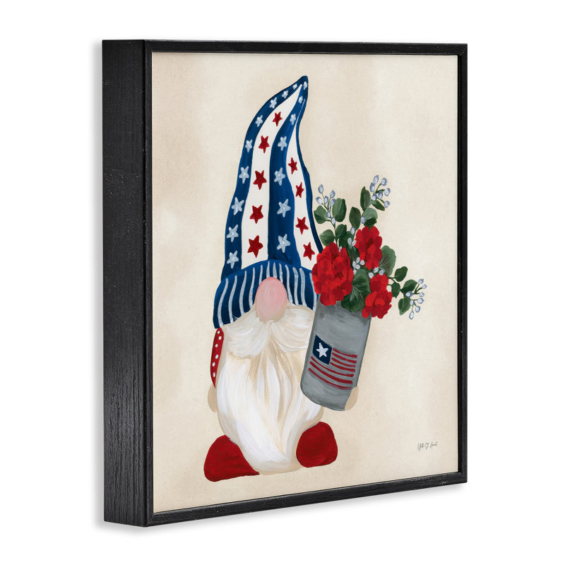  Gnome Americana Summer, estampe numérique par Yvette St. Amant, Giclée encadrée noir minuit, H 12 po x l 12 po