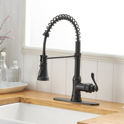Robinet de cuisine rétractable VIBRANTBATH, beau design moderne, fabrication de haute qualité, installation facile, 3 réglages de jet, pression d'eau forte