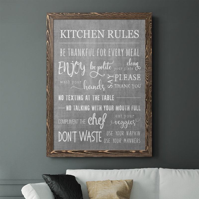 " Neutral Kitchen Rules ", 37.5" H x 27.5" W x 1" D, Walnut