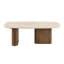 Table basse contemporaine de forme organique avec plateau en travertin