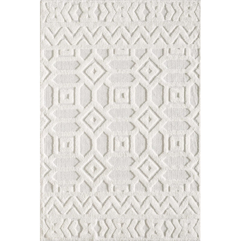 Luxurious Cream Area Rug (4 ft x 5.6 ft), 100% Polypropylene, 1.1 in Pile Height | Machine Woven, Non-Slip Dot Underside, Antibacterial | Perfect for Living Room, Bedroom & Home Décor, Easy Maintenance