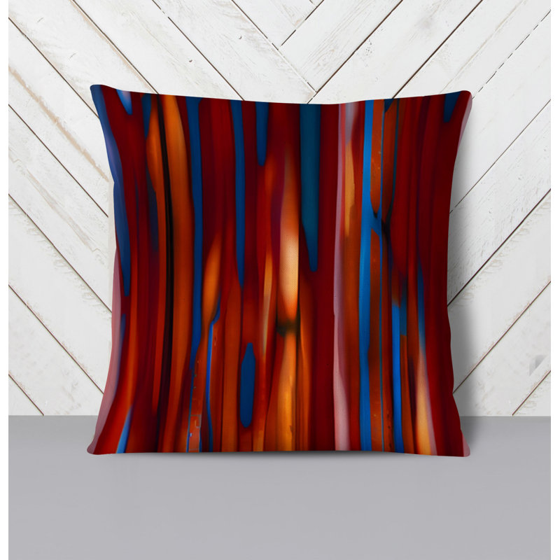 Throw Pillow With Insert, 20"H x 20"W, Red Striped/Abstract 9