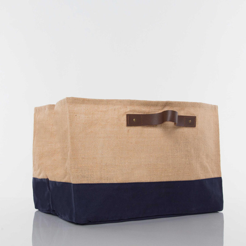 Bac en tissu pour baignoire, Kaki / bordure bleu marine
