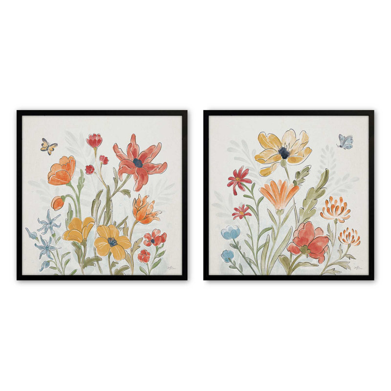Ensemble de 2 pièces Garden Harmony, Cadre noir satiné, H 13,5 po x l 13,5 po