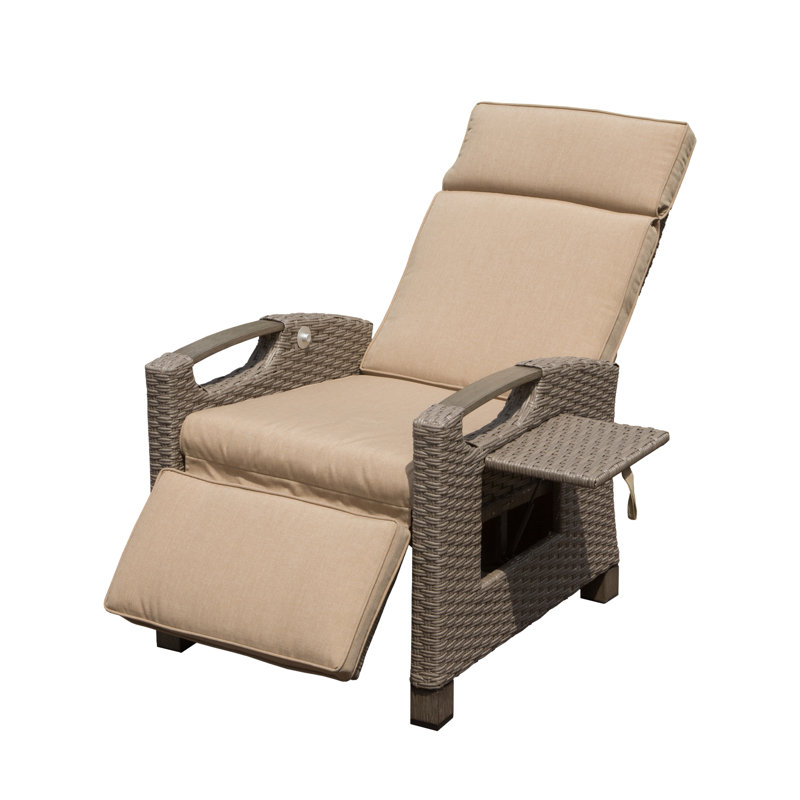 Chaise de patio inclinable avec coussins, Beige