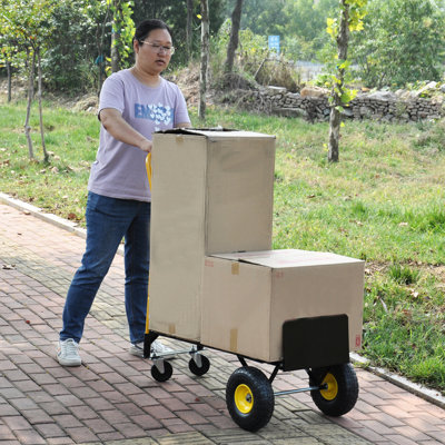 Versatile Outdoor Cart - 2 Wheel & 4 Options. 330 Lbs Capacity. Metal Spray Molding. For Outdoor, Warehouse, Garden Heavy-Duty Construction Transport Platform And Push. Construction. Construction,
