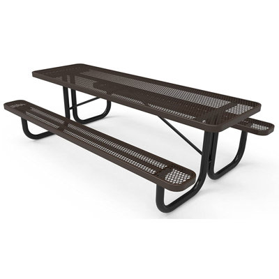 COATEDOUTDOORFURNITURE 8Ft Rect Picnic Table, Expanded, Brown