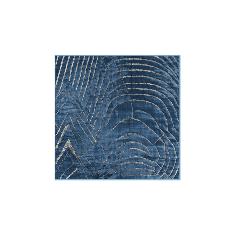 Machine Washable Blue Area Rug, Square 7'