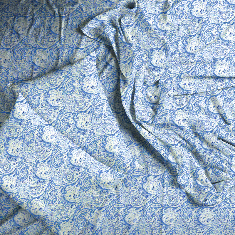 Leeson Microfiber Paisley Sheet Set, Blue, Twin XL Sheet Set + 1 Fitted Sheet + 4 Pillowcases