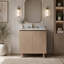 Meuble-lavabo 30 po, meuble autoportant, comptoir en granit naturel et lavabo en céramique avec 3 trous de robinet pré-percés, démonté, sans robinet, ensemble de drain et couvercle d'évier, couleur grain de bois Heidelberg