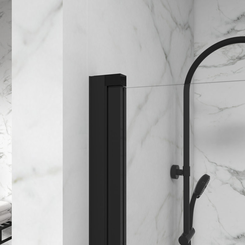 Porte de douche à pivot 55 po 55 po x 31,5 po, noir, verre trempé avec attrait visuel captivant noir 55 po de hauteur x 31,5 po de largeur, verre, incassable