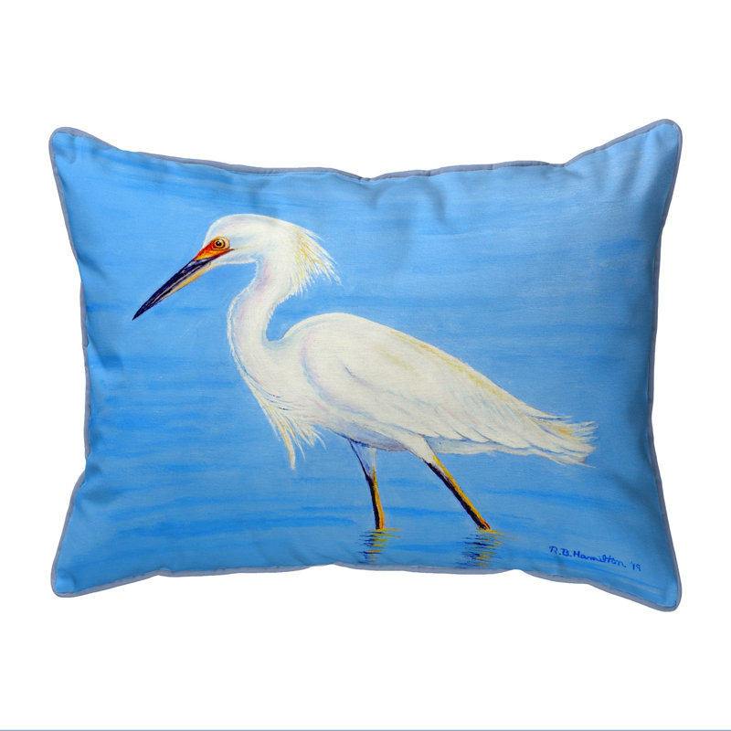 Housse et insert de coussin rectangulaire d'extérieur Stalking Snowy Egret, 11 po x 14 po
