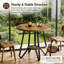 Petite table de salle à manger ronde avec tablette ouverte, en bois et métal, brun