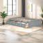 Grand lit plateforme en bois gris robuste avec rangement