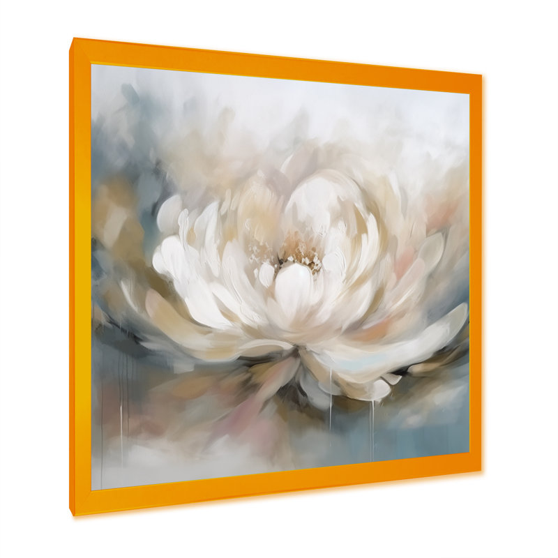 White Lotus Floral Melody, reproduction d'art sur toile, Cadre photo unique, H 24 po x l 24 po, Doré