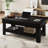 Coffee Table with Drawer and Storage Shelf, 47.2" Rectangular Center Table, Wood Grain Finish, Modern Living Room Furniture-397490393
