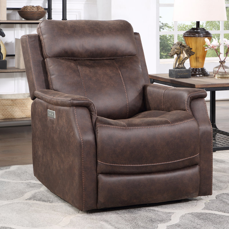 Frankenmuth Upholstered Power Recliner, Walnut 100% Polyester